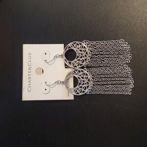 Buy 2 Pairs/Get 1 Free Charter Club Silver Tone Chandelier Chain Dangle Earrings